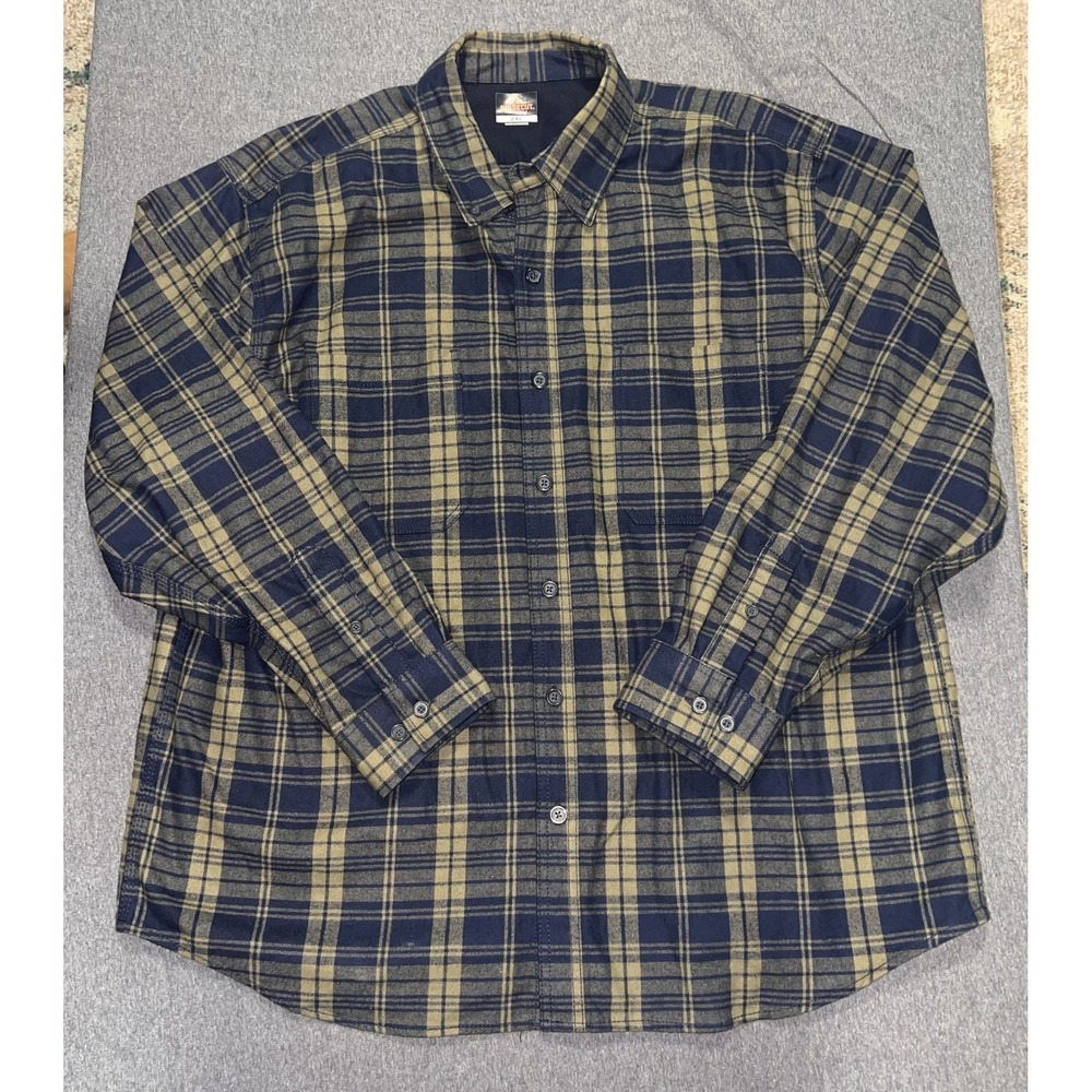 Ridgecut Toughwear Shirt Long Sleeve Mens 2XL Plaid Blue And Yellow